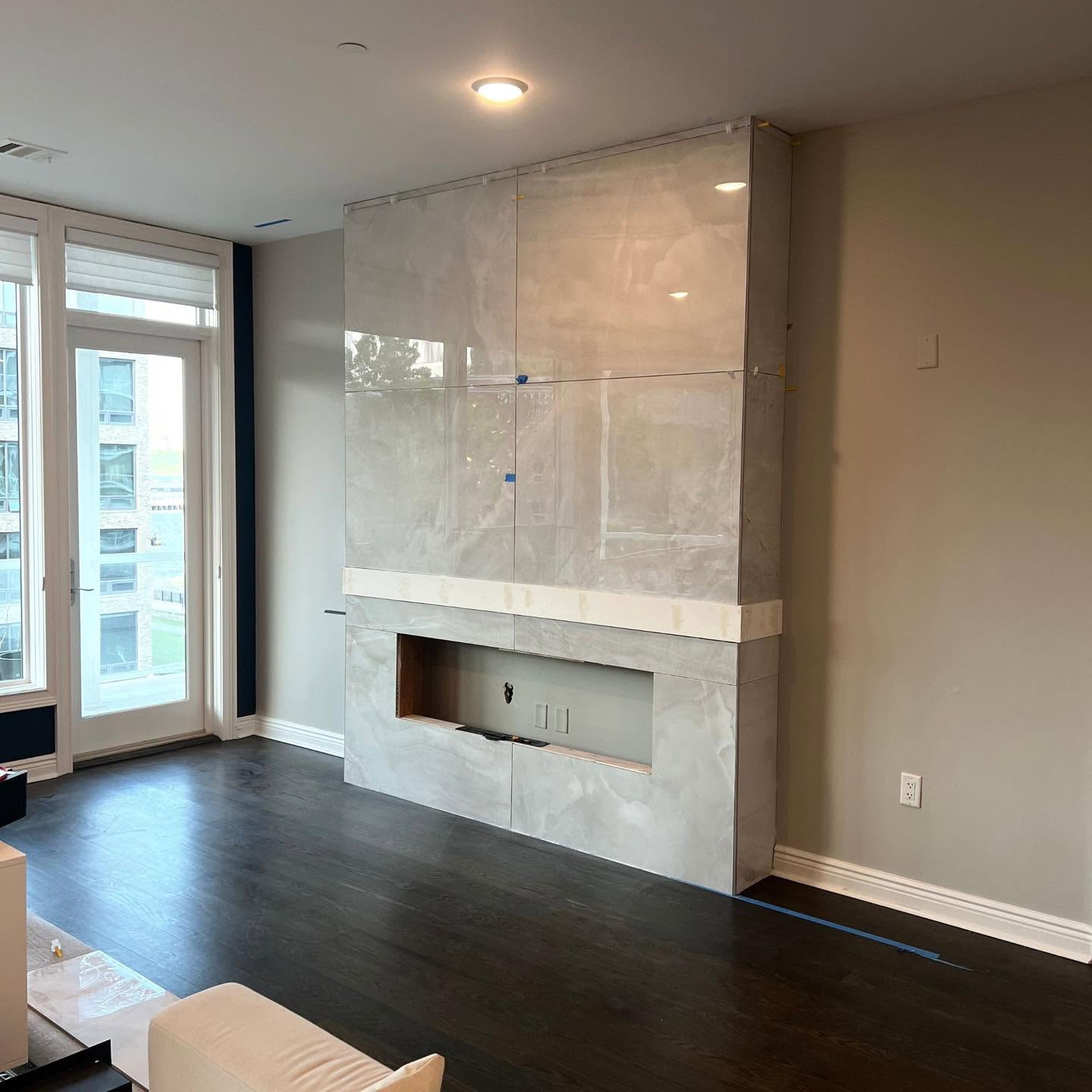 Onyx stone fireplace surround — panels set
