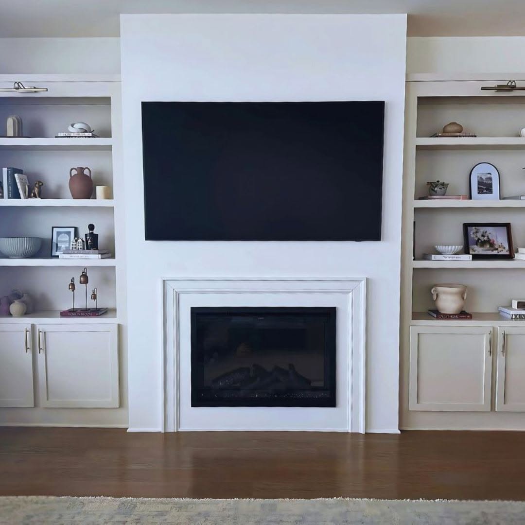 Custom built-ins with picture lights