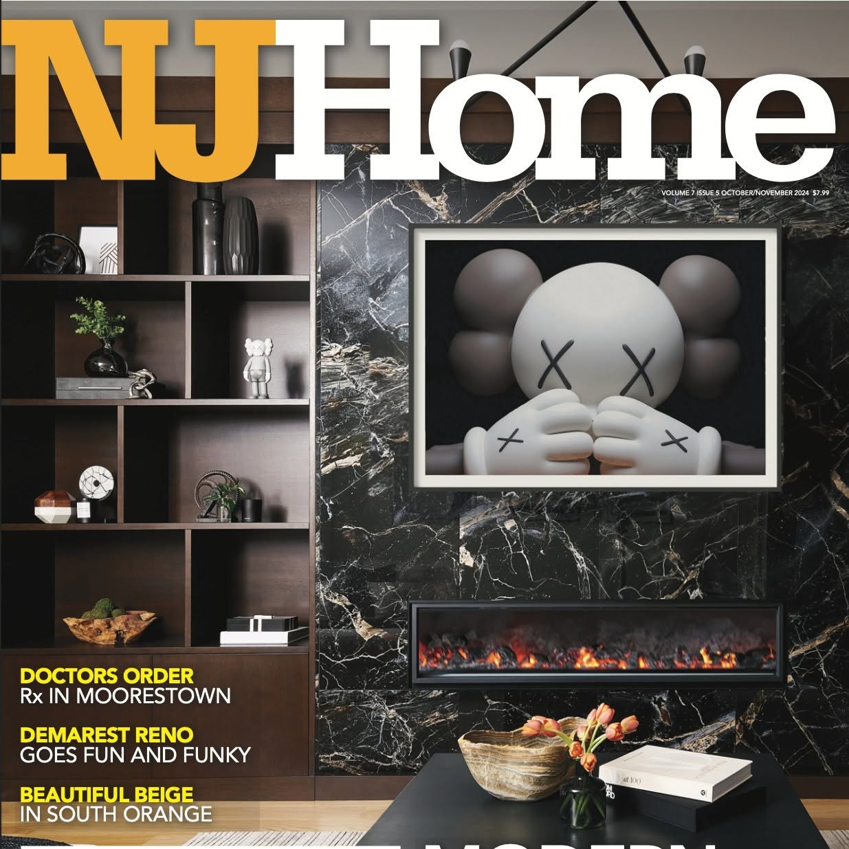 NJ Home magazine cover featuring a custom media wall installation by NJHandymate LLC